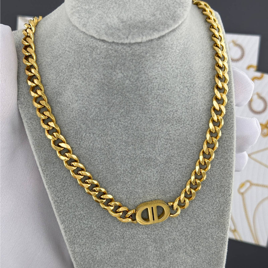 18K GOLD PLATED STAINLESS STEEL NECKLACE, INTENSITY