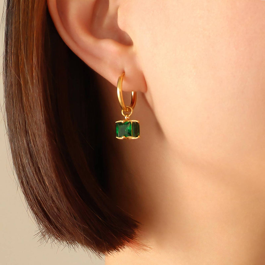 18K GOLD PLATED STAINLESS STEEL EARRINGS, INTENSITY