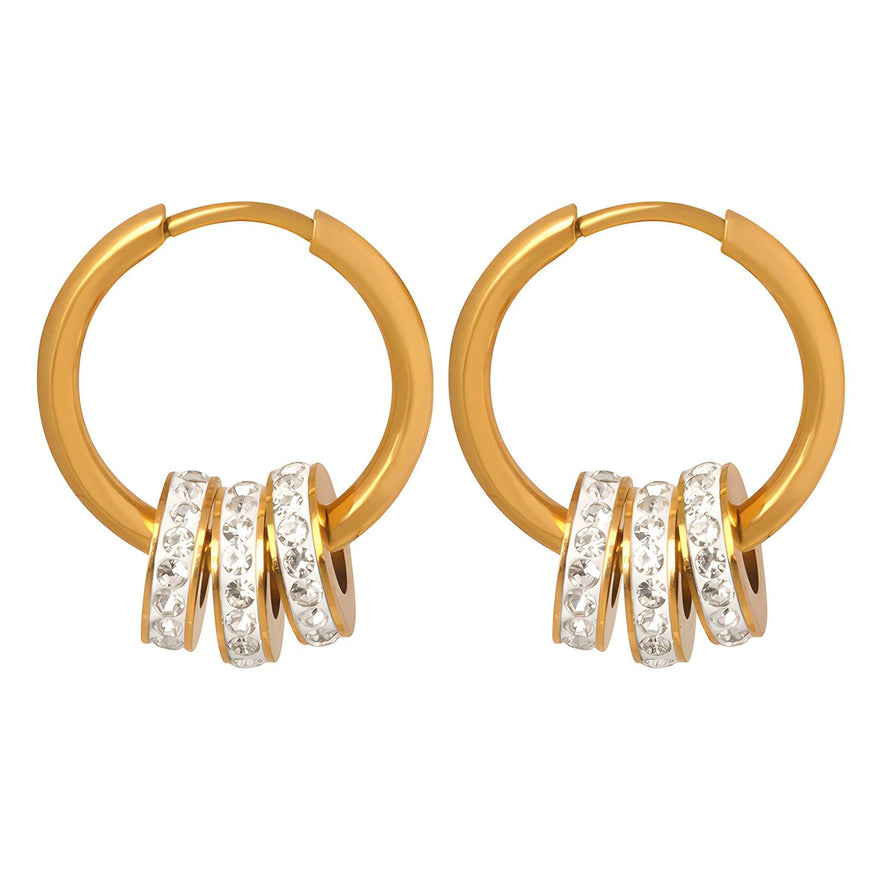 18K GOLD PLATED STAINLESS STEEL EARRINGS, INTENSITY