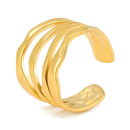 18K GOLD PLATED STAINLESS STEEL FINGER RING, INTENSITY