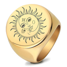 18K GOLD PLATED STAINLESS STEEL "THE SUN" FINGER RING, INTENSITY