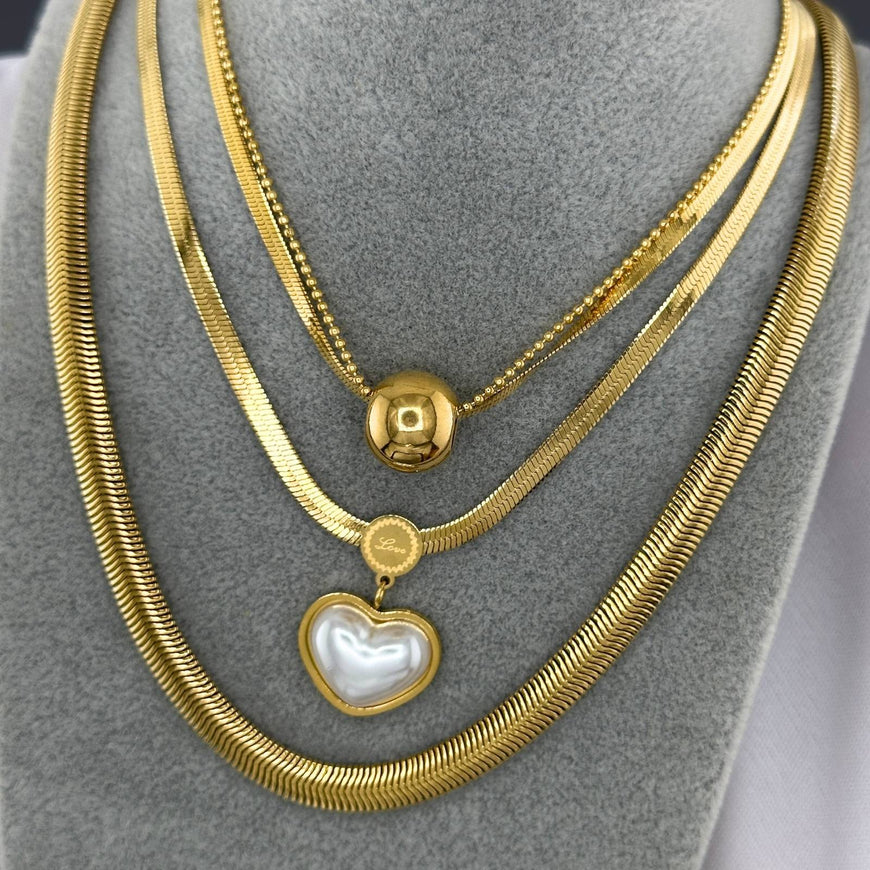 18K GOLD PLATED STAINLESS STEEL NECKLACE, INTENSITY