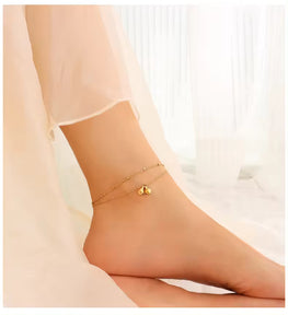 Ins 18K Gold PVD Plated Stainless Steel Jewelry Bell Charm Anklet For Women Waterproof Hypoallergenic Jewelry Gift