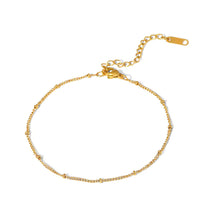 18K Gold Plated Stainless Steel Dainty Classic Beads Chain Anklets For Women Jewelry