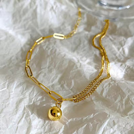 Elegant 18k Gold Plated Stainless Steel Golden Ball Anklet