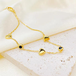 Rhinestone Heart Leg Chain Beach Non Tarnish Fashion Jewelry wholesale 18k Gold Plated Stainless Steel Anklets For Women